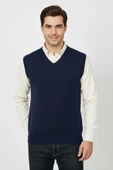 Erkek V Yaka Süveter  Çelik Örgü Regular Kalıp BGL-ST04839 thumbnail 1