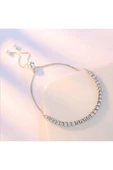 925 Ayar Damgalı Gümüş Kaplama Zirkon Taşlı Asansörlü Kadın Bileklik thumbnail 4