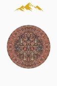 Vintage Desenli Yuvarlak Dijital Baskı Kaymaz Tabanlı Halı H0365 Renkli 100 X 100 thumbnail 3