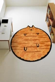 Kedi Desenli Yuvarlak Dijital Baskı Kaymaz Tabanlı Halı H0394 Renkli 180 X 180 thumbnail 1