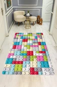 Parlak Kadife Kumaş Dijital Baskı Dot Kaymaz Tabanlı Çocuk ve Genç Odası Halısı H1135 RENKLİ 80 X 200 thumbnail 2