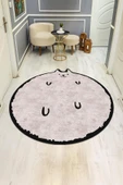 Kedi Desenli Yuvarlak Dijital Baskı Kaymaz Tabanlı Halı H0396 Renkli 160 X 160 thumbnail 2