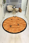 Kedi Desenli Yuvarlak Dijital Baskı Kaymaz Tabanlı Halı H0394 Renkli 80 X 80 thumbnail 2