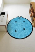Kedi Desenli Yuvarlak Dijital Baskı Kaymaz Tabanlı Halı H0395 Renkli 120 X 120 thumbnail 1