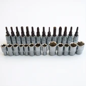 Profesyonel 1/4'' 6 Köşe 27 Parça Lokma Anahtar Seti Kompakt Dayanıklı Taşınabilir Alet Seti thumbnail 2