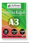 A3 Sertifika Kağıdı 50 Adet 160 Gram Kalın Fotokopi Kağıdı Tüm Yazıcılara Uyumlu 29.7x42 cm Kalın Baskı Kağıdı thumbnail 1
