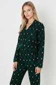 Bravie Luxury Soft Yeşil Ekose Desenli Uzun Kollu Kadın Pijama Takımı – 3045 - 5