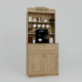 Lucas 2 Kapaklı Çekmeceli Kahve Köşesi ve Çok Amaçlı Mutfak Dolabı - Safir Meşe thumbnail 5