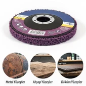 Mor 115 mm Parlatma Diski Döküm Metal Ahşap Yüzeyler İçin Pas Boya Sökücü Flap Disk thumbnail 1