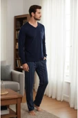 Bravie Luxury Thermal Erkek Pijama Takımı 9746 Lacivert - 3