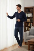 Bravie Luxury Thermal Erkek Pijama Takımı 9746 Lacivert - 5