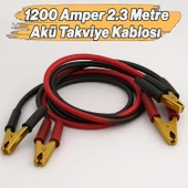 Akü Takviye Kablosu 1200 Amper 2.3 Metre Kalın Telli Güçlü Araç Akü Yardım Başlatma Kablosu thumbnail 2