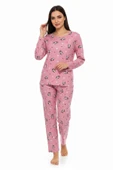 Bravie Bisiklet Yaka Süet Pijama Takımı 6008 Penguen Pembe - 3