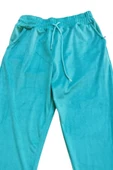 Parlak Kadife Cepli Pantolon Eşofman Pijama Altı Unisex Lastikli Paça Yeşil thumbnail 2
