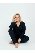 Bravie Süet Gömlek Pijama Takımı 7104 Lacivert - 4