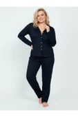 Bravie Süet Gömlek Pijama Takımı 7104 Lacivert - 3
