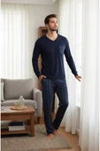Bravie Luxury Thermal Erkek Pijama Takımı 9746 Lacivert - 4