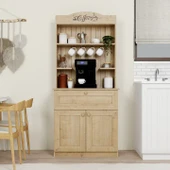 Lucas 2 Kapaklı Çekmeceli Kahve Köşesi ve Çok Amaçlı Mutfak Dolabı - Safir Meşe thumbnail 1