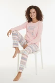 Bravie Luxury Thermal Sweet Winter Geyik Desenli Kadın Polar Kışlık Pijama Takımı – 42054 - 2