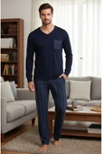 Bravie Luxury Thermal Erkek Pijama Takımı 9746 Lacivert - 1