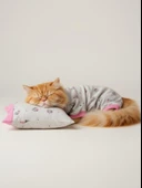 Pembe Minnie Kedi Uyku Seti | Penye Kedi Tulum ve Mini Yastık Takımı | Pamuklu | Tüy Dökülmesini Azaltır | thumbnail 1