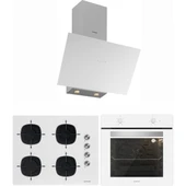 Silverline Beyaz Cam Ankastre SET(3481 FLAM-CS5700E7W01 65 M Ocak -BO6501W01) thumbnail 1