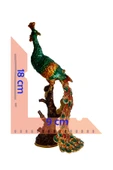 taru pasaj Kristal Taş İşlemeli Metal Tavus Kuşu Biblo – Ağaç Üzerinde Dekor – 18x9 cm thumbnail 6