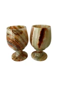 Oniks Doğal Taş 2'li Şarap Kadehi Takımı - El Yapımı Şık Ve Dayanıklı Kadeh Seti - 2,5 inç thumbnail 2