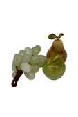 taru pasaj Oniks Taşından 3'lü Dekoratif Meyve Seti: Elma, Armut ve Üzüm - Şık Ev ve Ofis Dekoru thumbnail 2