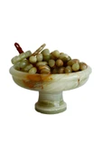 taru pasaj Oniks Doğal Taş Üzüm Seti 6’’ Ayaklı Çanak ile 50 Taneli Üzüm. El Yapımı, Feng Shui Dekor thumbnail 4