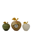 taru pasaj Dekoratif Doğal Taş Elma Saat ve Biblo Seti - Doğal Desenli Renkler thumbnail 2
