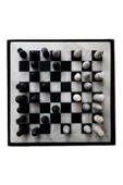 taru pasaj "El Yapımı Oniks Doğal Taş Satranç Takımı - Siyah Beyaz Şık Tasarım, Özel Hediye Kutulu thumbnail 4