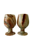 Oniks Doğal Taş 2'li Şarap Kadehi Takımı - El Yapımı Şık Ve Dayanıklı Kadeh Seti - 2,5 inç thumbnail 1