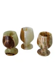 Oniks " Doğal Taş 2,3 Inç Kadeh Seti - El Yapımı, 3 Adet Şık Ve Fonksiyonel Kadeh" - 1