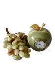 taru pasaj Oniks Doğal Taş Elma Saat ve 50 Taneli Üzüm Dekor Seti - Feng Shui ile Evinize Şıklık Katın! thumbnail 1
