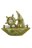 1001Hediye Oniks Taş Vapur Figürlü Saat - Doğal Onik Taş Figür (damarlı akik taşı) thumbnail 1