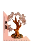 taru pasaj Pembe Kuvars Doğal Taşlı Hayat Ağacı Biblo - 16x14 cm El Yapımı Enerji Dekoru thumbnail 5