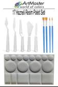 Plastik 17 Hazneli Resim Paleti Masaüstü 5 Li Plastik Spatula Ve Resim Fırçası 1 Paket Palet Bıçağı Seti Ressam Sanat thumbnail 1