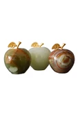 taru pasaj Doğal Oniks Taş Elma Biblo | Dekoratif Masa Üstü ve Ofis Aksesuarı | 5,5 x 5 cm thumbnail 3