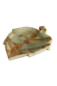 taru pasaj Doğal Oniks Taş Yaprak Tabak – 21x15 cm Dekoratif El Yapımı Mermer Görünümlü Sunum Tabağı thumbnail 1