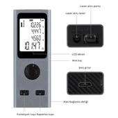 ShopyTech Mini USB Şarjlı Lazer Metre 50 m Dijital Mesafe Ölçer Alan/Hacim Hesabı Pisagor Sürekli Ölçüm thumbnail 2