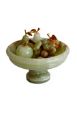 taru pasaj Oniks Doğal Taş Meyve Seti – 6” Ayaklı Çanak + Elma & Armut + Üzüm Takımı – El Yapımı Dekoratif - 3