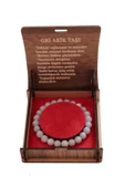 taru pasaj Gri Akik Taşı Bileklik – 8 mm Doğal Taş ve Şık Hediye Kutusu - 1