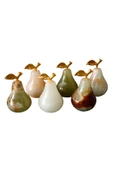 taru pasaj Oniks Doğal Taş Armut Biblo - 6'lı Dekoratif Obje Seti | 5x3 cm El Yapımı Şık Ev Aksesuarı thumbnail 2