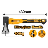 Ingco HAX03010008 1000gr. 430mm Fiberglas Saplı Balta thumbnail 4