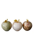 taru pasaj 3'lü Doğal Oniks Taş Elma Biblo Seti - Dekoratif Şık Obje | Ev ve Ofis İçin Süs Eşyası thumbnail 2