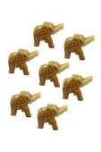 Oniks Doğal Taş Biblo, 7'li Bereket Fil Figürleri, Ev Dekorasyonu Seti thumbnail 4