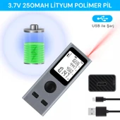 ShopyTech Mini USB Şarjlı Lazer Metre 50 m Dijital Mesafe Ölçer Alan/Hacim Hesabı Pisagor Sürekli Ölçüm thumbnail 5