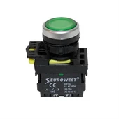 Eurowest Işıklı Buton Yeşil Led 220V 22MM 1NO ( 5 ADET ) thumbnail 1