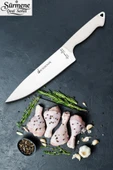 Sürmene Serisi Sivri Mutfak Şef Bıçak Et Ekmek Sebze Salata Şef Bıçağı Beyaz Verzalit Sap HDS-159 thumbnail 1